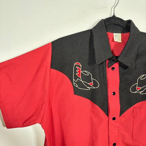 Vintage Western Button Shirt Embroidered Cowboy Cowgirl Rodeo Red Size Large - Picture 4 of 6